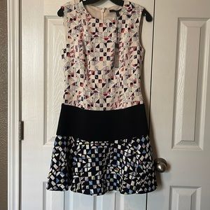 Multicolored a line dress with back zip